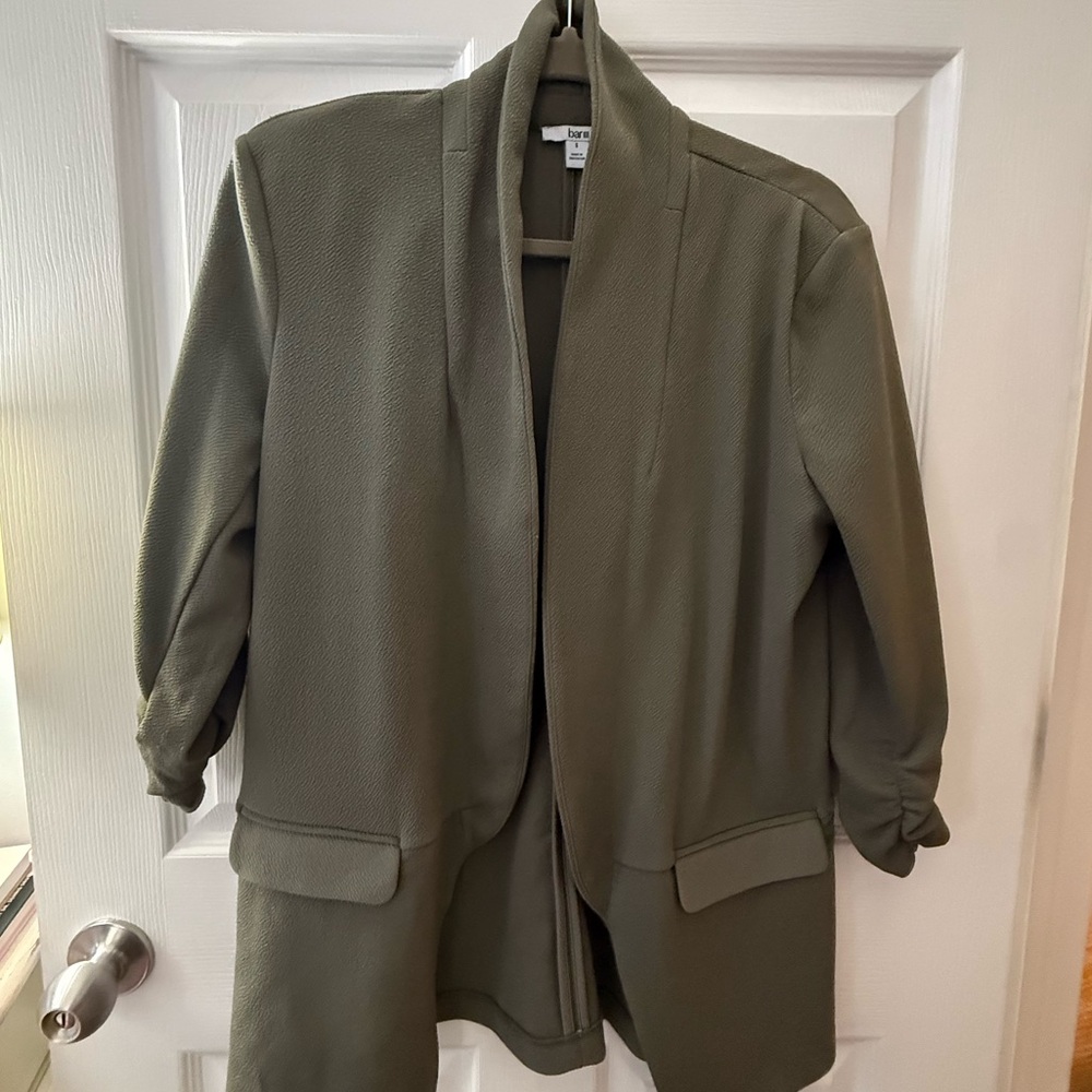 Olive Green Open Front Blazer